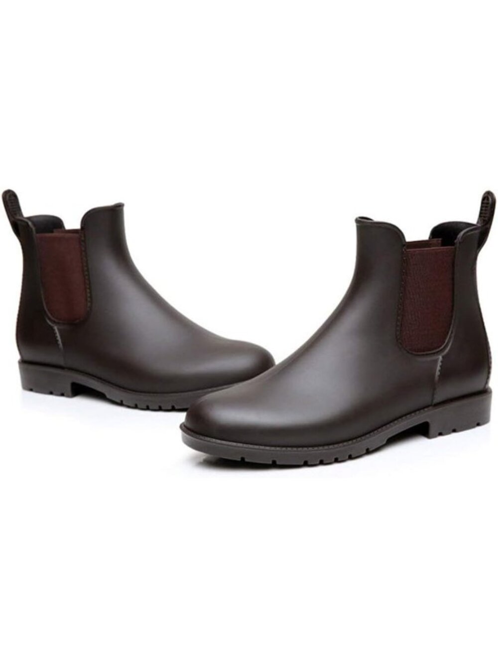 Women's Dark Brown Waterproof Chelsea Stylish Matte Finish Ankle Rain Boots - Picture 5 of 6